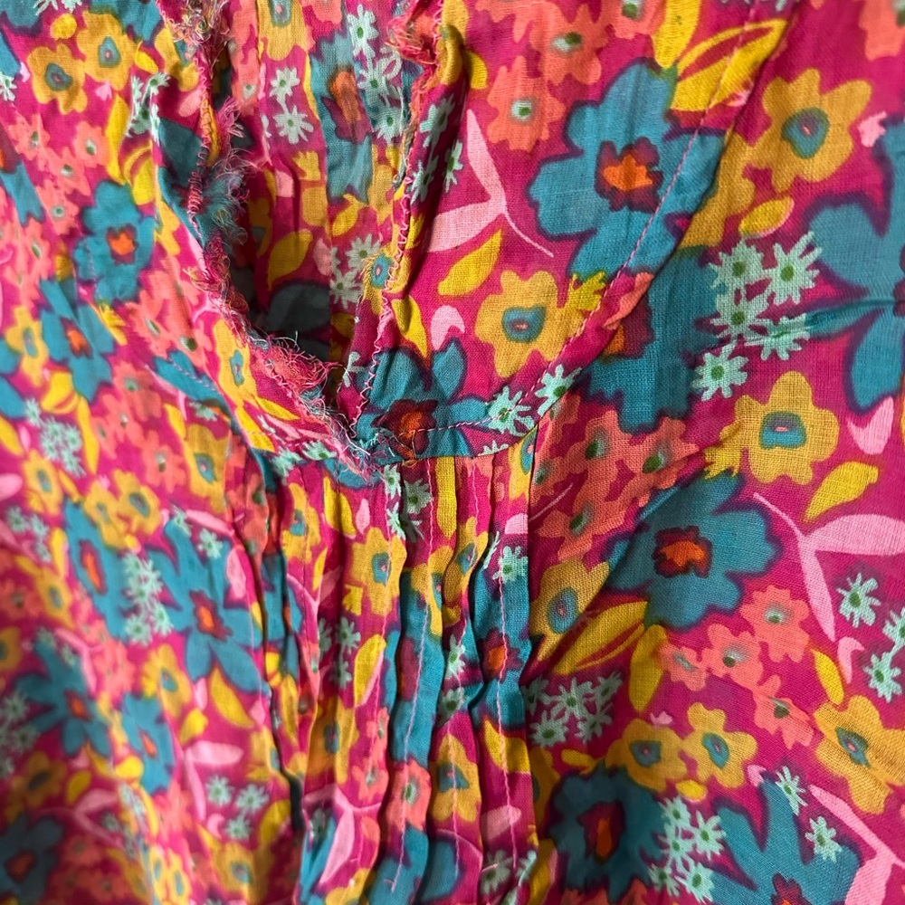 🌺 NATURAL LIFE Colorful Floral Tunic Top/coverup with bag 🌺 L/XL - Picture 4 of 8